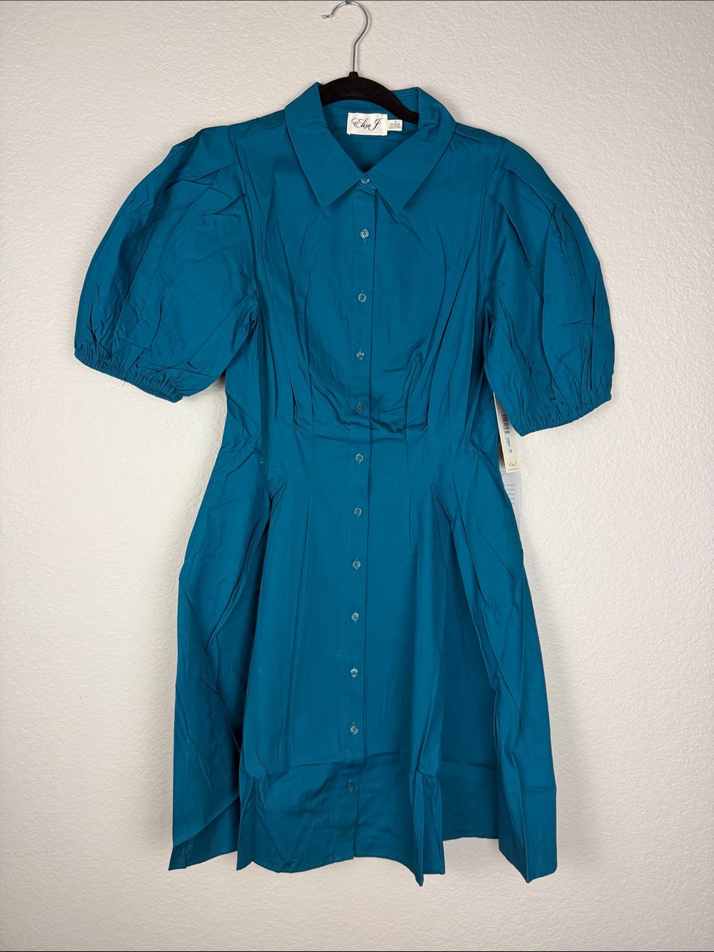 Eliza J teal button front dress - Picture 2 of 7